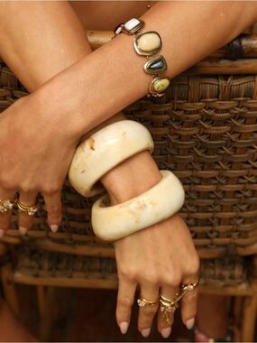 Gold Multistone Statement Bracelet - Colorful Cabochon Links